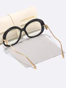 LINFEMAND Extra Large Faux Pearl Decor Transparent Lens Glasses For Women, For Office, Reading, Everyday Wear, Holiday Gift - Clear - View 8