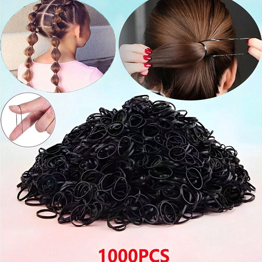 1000/1500 piezas Bandas de goma para el cabello desechables que no dañan el cabello, con buena resistencia y que no se rompen fácilmente. Cuerda para el cabello, accesorios diarios para el cabello, herramienta para rizar, útiles escolares, esenciales para viajes y vacaciones, accesorios para el cabello para mujeres