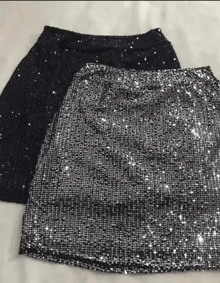 SEQUIN SKIRT - 黑色 - 查看 1