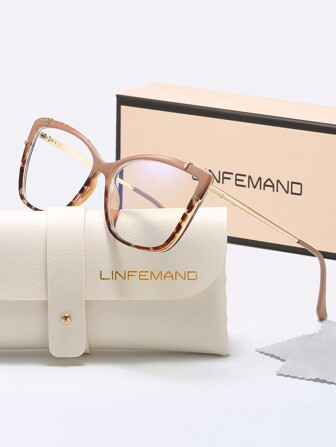  Gafas de ojo de gato de moda LINFEMAND con lentes transparentes, accesorios de regalo de uso diario y para vacaciones para mujeres