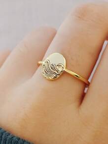 1 pieza Anillo unisex con diseño de onda retro, regalo para familia/amigos/pareja