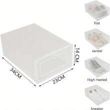 24pcs Shoe Storage Box Stackable, Clear Plastic Shoe Boxes 34x23x14cm - Foldable Shoe Organizer Containers With Lids Transparent Plastic Storage Box Suitable For Women White