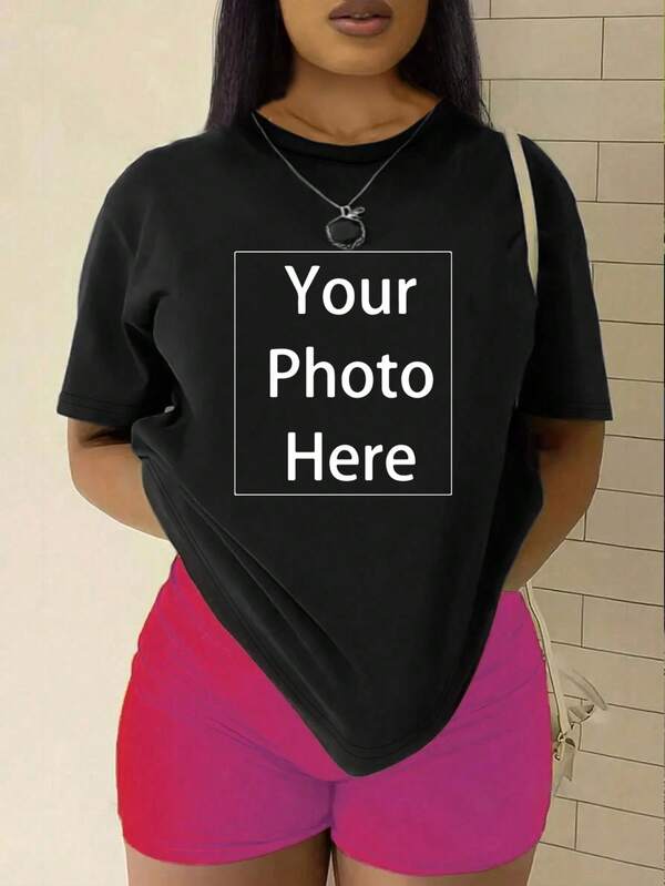 Custom Plus Size T-Shirt For Christmas Party, Thanksgiving, Add Your Own Text/Image (Patch/Company Logo/Family Photo/Selfie) To Design Personalized Printed T-Shirt, Anniversary Gift, Valentine's Day, Christmas, Thanksgiving, New Year Patterns, Logo | Business | Wedding Gift | Party | Birthday Gift | Halloween Costume | Christmas, Baby/Couple/Family/Pet Photos, For Summer,Ornamental,Dawg,Unique,Custom,Ideal Gifts For Her,Family,Friends,Pink Girls,For Holiday,For Vacation,For Anniversaries