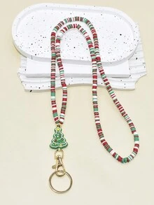 1 件波西米亚风混合聚合物粘土颜色硅胶圣诞老人街道圣诞铃铛吊饰挂绳钥匙扣礼物送给女士妈妈老师 - 彩色 - 查看 4