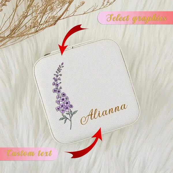 1 Stück personalisierte Blumen Schmuckbox, Valentinstag, Weihnachten, Geburtstag für Mama, Brautjungfern, personalisierte Geschenkbox, Leder Schmuck Reiseorganizer