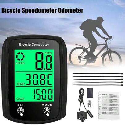 1pc Bicycle Wireless Speedometer,Wired LCD Touch Screen Speed & Mileage Odometer, Waterproof For Road Bikes & Mountain Bikes