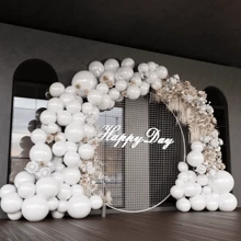 132 palloncini da 5/12/18 pollici bianchi e trasparenti in lattice per decorazioni di compleanni, matrimoni e fidanzamenti, con 1 rotolo di nastro per archi, 1 rotolo di palline adesive, 1 rotolo di nastro