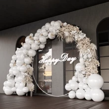 132 palloncini da 5/12/18 pollici bianchi e trasparenti in lattice per decorazioni di compleanni, matrimoni e fidanzamenti, con 1 rotolo di nastro per archi, 1 rotolo di palline adesive, 1 rotolo di nastro