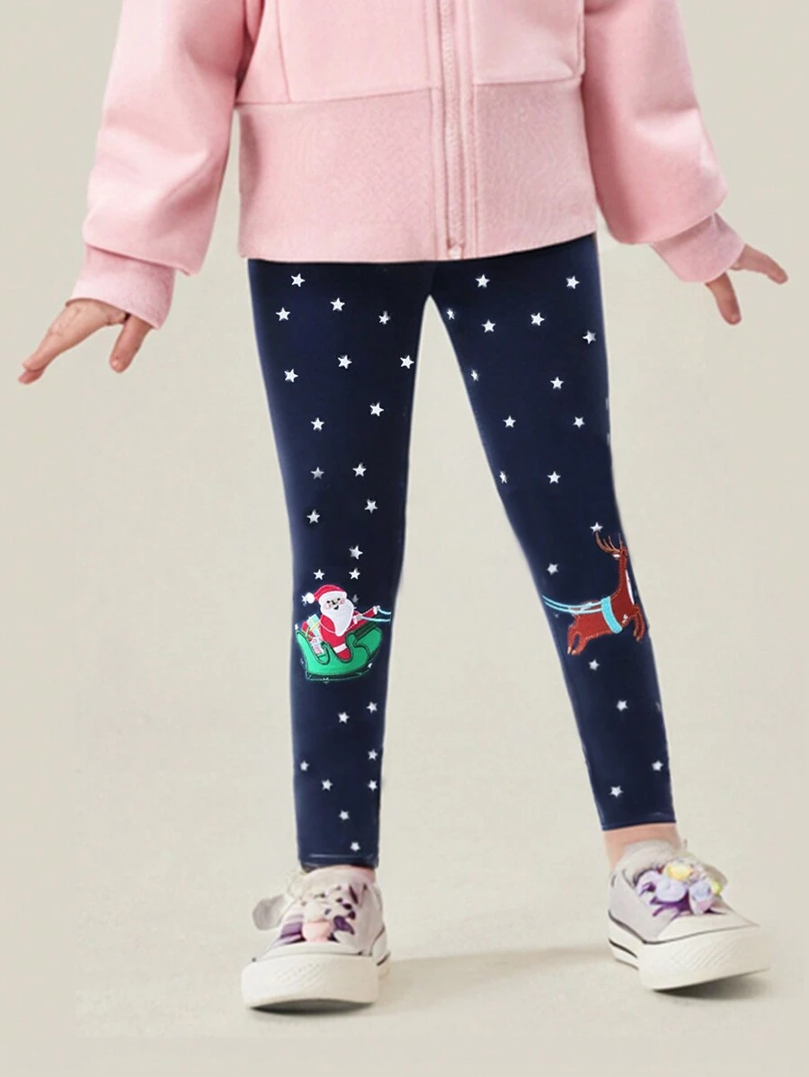 Cô Gái Trẻ Thêu Giáng sinh Đã vá Xà cạp - Màu xanh hải quân - Xem 1