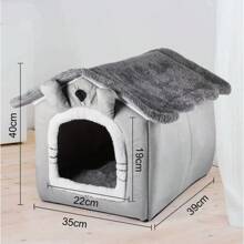 40*38*35CM Pet Cat Kitten Dog Beds Fleece Bed Pyramid Cozy Washable Warm House Cave