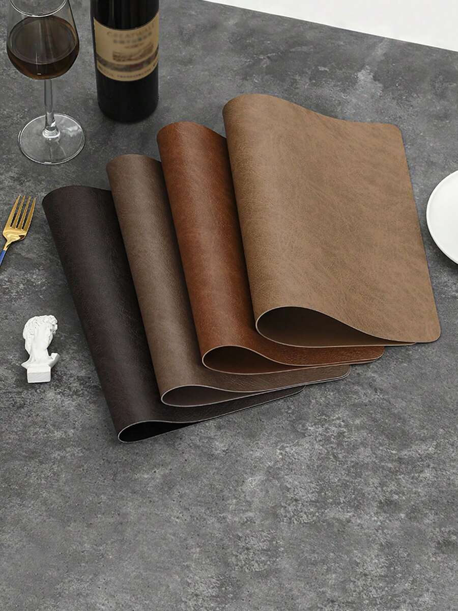 1pc Faux Leather Placemat, Heat Resistant, Waterproof And OilProof