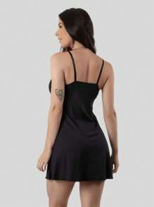 Women's Plain Romantic Basic Camisole With Straps - màu đen - Xem 4