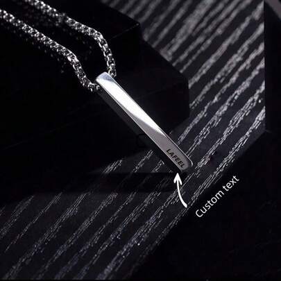 1 st anpassningsbart halsband, rostfritt stål rektangulärt remshänge halsband för män/kvinnor hiphop multifunktionellt, anpassat namnhalsband unik present till män och kvinnor tröjkedja accessoarer, silver, snygg, färgglad, vintage, unisex, hipster, enkel, avslappnad, anpassad, personlig, unik, perfekta presenter till honom, perfekta presenter till henne, henne, pojkvän, flickvän, pappa, mamma, familj, vänner, för årsdagar, för födelsedagar, för examen, för bal, för fest, anpassade mode graverade halsband, vintage outfit