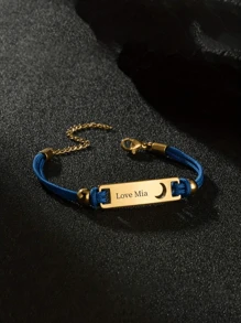 1 pieza/Personalizable Colgante en forma de corazón y luna con nombre de niños y fecha, pulsera con letra hueca personalizable, el mejor regalo personalizado para de bebé, vuelta al colegio, ideas de regalo de invierno para niño o niña, Día de San Valentín - Dorado - Ver 11