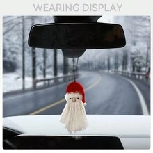 1 mặt dây chuyền trang trí ông già Noel thủ công bằng móc len, quà tặng nhỏ tự làm, tượng nhỏ bằng vải nhung, móc khóa túi ông già Noel, đồ trang trí ngày lễ, thủ công mỹ nghệ - đỏ trắng - Xem 4