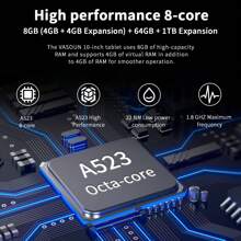 Máy tính bảng Android 14, 8 nhân 2.0Ghz, RAM 4GB (4gb+4gb mở rộng), Rom 64GB, Máy tính bảng A523, Màn hình IPS 10,1 inch 1280*800, 6000mah, WIFI 5G, WIFI 6, BT 5.2, Camera 2MP+8MP kèm bao da, bàn phím, chuột, bút cảm ứng (không có bộ chuyển đổi) - Xám - Xem 5