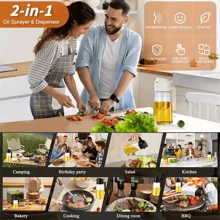 1 szt. 2 w 1 przenośny rozpylacz i dozownik oliwy z oliwek, 15,89 uncji plastikowy kuchenny rozpylacz oleju do gotowania, grilla, frytkownicy, pieczenia, sałatki - szczelny, wielokrotnego użytku pojemnik do rozpylania i nalewania