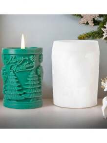 Nến thơm hình trụ quà tặng Giáng sinh mới, chữ Giáng sinh, người bánh gừng, khuôn silicon hình bông tuyết - trắng - Xem 1