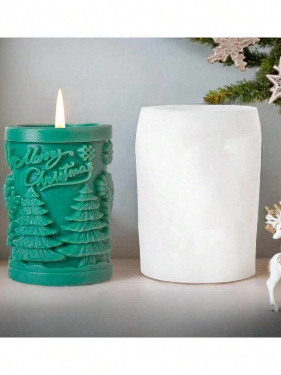 Nến thơm hình trụ quà tặng Giáng sinh mới, chữ Giáng sinh, người bánh gừng, khuôn silicon hình bông tuyết - trắng - Xem 1