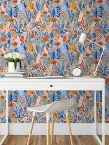 彩色花卉即剥即贴壁纸 - 17.7 英寸 X 6.5 英尺或 9.8 英尺卷 | 易于粘贴的乙烯基、可拆卸植物墙贴花，适用于客厅、卧室、厨房 | 防水家居装饰即剥即贴壁纸，适用于客厅即剥即贴壁纸 - 彩色 - 查看 8