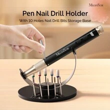 MelodySusie Nail Drill Holder, Nail Drill Pen & Bits Stand,10 Holes Acrylic Nail Drill Bits Holder, Professional Nail Drill Organizer PC120I,PC120B,PC180F,PC180E,PC150C,PC120B,PM170F,Christmas Gifts - 黑色 - 查看 4