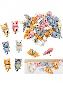Finego 5/10/20/30/50 Pcs Cat Push Pins Animal Creative Thumbtacks Corkboard Pushpins For Photo Wall Home School Office Stationery Drawing Pins, Christmas Decoration - Multicolor - View 8