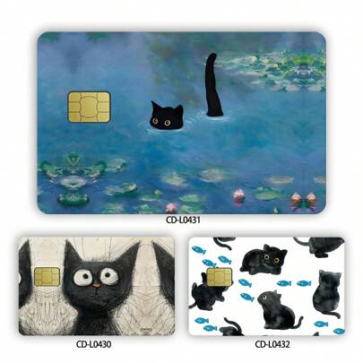Pegatinas para tarjeta de crédito con diseño de gato, fundas protectoras para tarjetas de crédito sin burbujas, calcomanías personalizadas y resistentes al agua para tarjetas de crédito, débito, transporte, útiles escolares