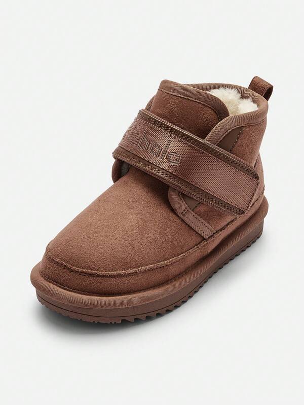 Balabala Botas de nieve para niños, botas de invierno con velcro para niños, nuevas botas cortas con suela gruesa para 2024