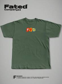FATED - Streetwear Collages T-Shirt Front And Back - 100% Cotton Unisex - màu xanh lá - Xem 1