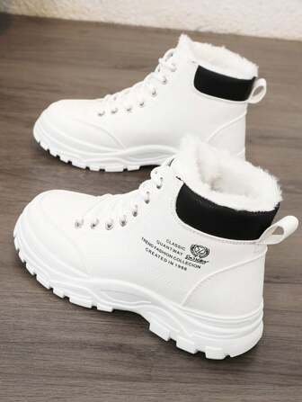 2024新款韩版女士冬季保暖内衬靴子厚底增高休闲运动鞋