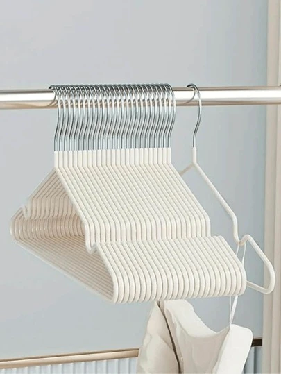 40个/30个/20个/10个室内衣架，简约家用无痕衣架，金属成人防滑凹槽涂层衣架，浴室晾衣架，衣柜收纳架，衣物收纳架，返校必备，节日礼物