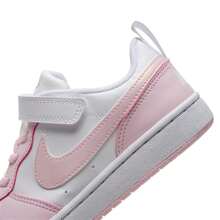 Nike 童鞋女孩休閒板鞋COURT BOROUGH魔鬼氈兒童運動鞋 DV5457-105 - 白/泡沫粉 - 查看 6