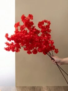 MEHELANY 1pc 3.2ft/1m Realistic Artificial Red Cherry Blossom Branch, Lifelike Texture, Long Stem Fake Flower, Suitable For Tall Vase DIY Floral Arrangement, Wedding Party Vintage Decor, Modern Farmhouse Style, Home Bedroom Decor, Thanksgiving, Harvest Festival, Christmas, Fall Decoration, Artificial Flower Home Decor Christmas Ornament - Multicolor - View 2