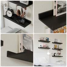 5ps 15.7 Inch Long Floating Bookshelf For Room Black Wall Mounted Shelves With Lip For Storage, Display Picture Ledge Shelf For Bedroom Bathroom Kitchen Living Room Wall Decor Black - Black - View 6