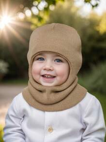 1 件男女通用婴儿/幼儿 1-6 岁纯色针织保暖柔软防护可爱休闲拉法帽，适合户外和日常使用，秋冬季