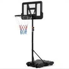 Portable Outdoor Basketball Hoop Adjustable Height (5-7 FT) With 28-Inch Backboard, Enlarged Base, And Wheels For Easy Mobility - Ideal For Backyard, Driveway, And Indoor Play