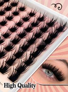 Rikuaild 64pcs Soft & Fluffy Individual Lash Extensions, DIY Dramatic Thick Messy Lash Effect, Moisturizing Lash Makeup - D - View 5