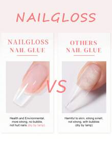 NAILGLOSS 3支装超强力指甲胶，适用于亚克力指甲、甲片、按压式指甲、假指甲，沙龙级刷涂式指甲胶，易于涂抹，持久耐用 - 無色 - 查看 3