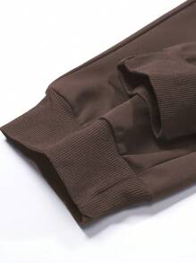 2pcs Set Men's Solid Color Plain Long Sleeve Sweatshirt And Pants Casual Sports Outfit For Travel, Outdoor Camping