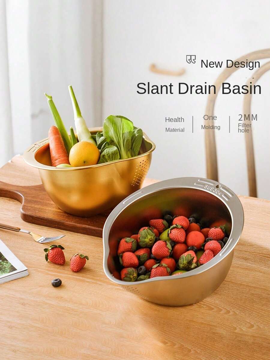Multi-Style 304 Edelstahl Gemüse Waschbecken, Abtropfkorb, Sieb, Reisewäsche Sieb, Filterschüssel, Multifunktional