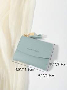 SOUTHLAND&KANGAROO Cartera de Mujer PequeñBifold de Metal Blanco con Corazóy Borla Decorativa, con Monedero, Mini, Ligera, Minimalista, Moderna, Elegante, para Negocios, para Aniversario - Azul - Ver 5