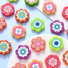 5 PEÇAS Contas de Flor de Silicone Coloridas para Fazer Joias, Acessórios de Colar e Artesanato DIY, para Presentes Feitos à Mão e Criações