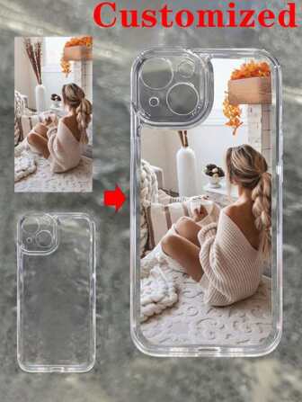 Clear Phone Case 1PC Customized Diy Commemorative Soft Phone Case, With Transparent Full Protection, Covered With Personalized Sweet, Sexy, Fashionable And Cute Female Photos Compatible With IPhone11/16/13/14/15/12/16promax,Clear,Stylish,Colorful,Vintage,Cute,Contracted,Funny,Custom,Personalized,Unique,Customized,Ideal Gifts For Him,Ideal Gifts For Her,Boyfriend,Girlfriend,Family,Friends,Grandparents,Couple,For Anniversaries,For Birthdays