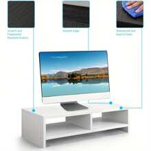 Youyijia Wood Monitor Stand Riser,Monitor Stand 2 Tiers Computer Monitor Riser,Computer Stand,Laptop Stand With Storage Shelf For Home And Office,Black(W500x D200 X H132mm) - Blanco - Ver 3