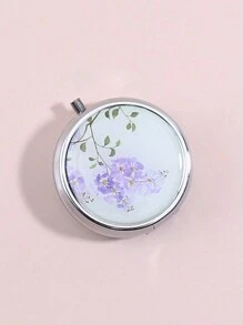 1 件花卉图案可折叠药品收纳盒，薄荷绿不锈钢圆形药丸分配盒，适用于户外、便携式配件收纳 - 薄荷綠 - 查看 15