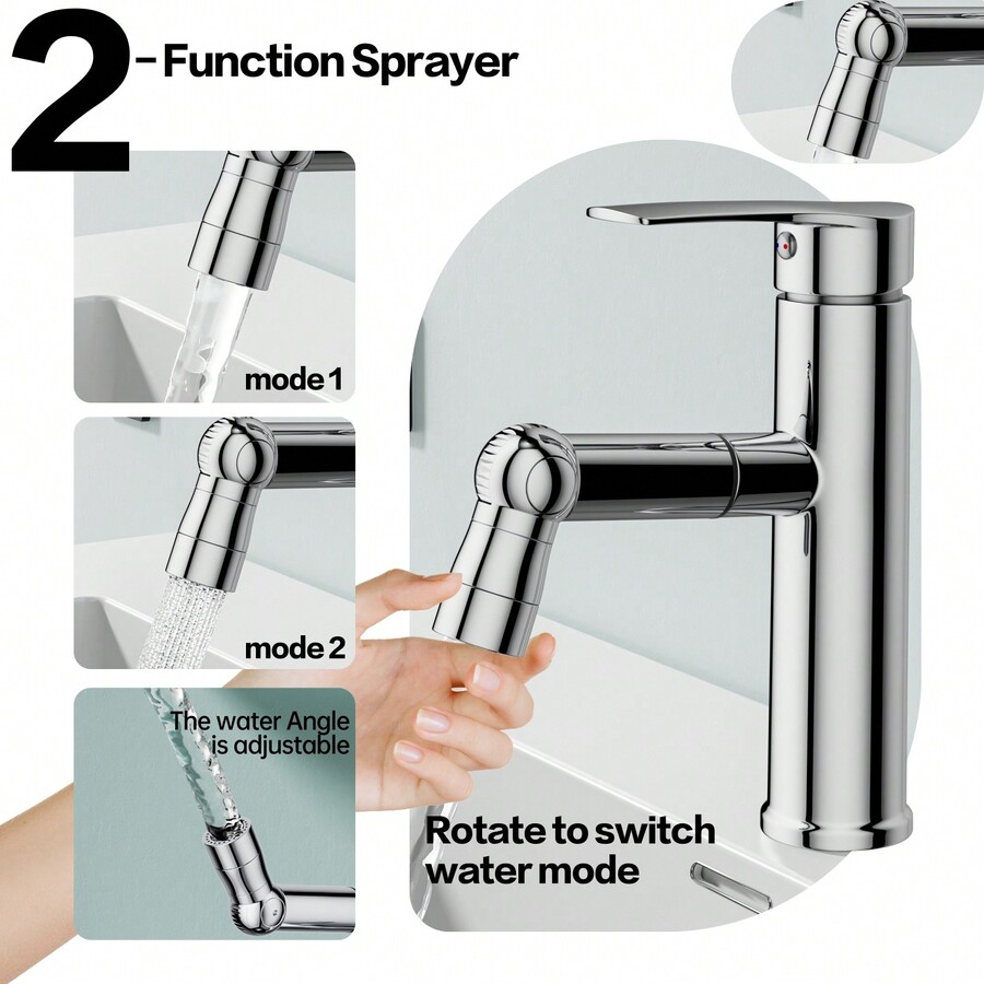 Plating SingleHandle 360° Rotation Faucet, Bathroom Sink Faucet With