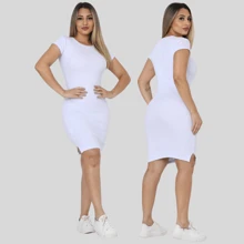 Women's Casual Short Tube Dress In Ribbed Fabric