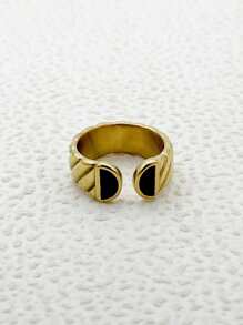 Mazuer 1 peça anel retrô vintage preto dourado moderno com design minimalista em formato de X e zircônia em formato de coração, adequado para formatura, dia das mães, presente de formatura, feriados, festas, uso diário, férias