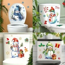 Snowman Patterned Toilet Sticker, Decorative For Bathroom Toilet Background,Stickers,Wall Decal, Vinyl Decal For Home Decorations,Spring Decoration Items Refresh Your Home,Rama Decoration Stickers Christmas  Christmas Decor  Christmas Decorations Christmas Decoration Room Decor - Multicolor - View 2