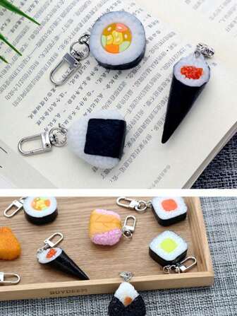 1pc Creative Sushi Rice Ball Keychain Fun Simulated Food Keychain Pendant Gift Suitable For Men And Women Boys And Girls Simulation Japanese Salmon Sushi Rice Ball Nori Keychain Pendant Keychain Accessories Small Gifts